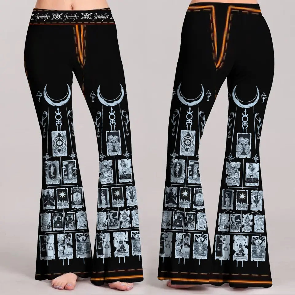 Personalized Tarot Card Women's Skinny Flare Pants - Gift Idea for Tarot Lovers/Mother's Day - - Tarot Card Skinny Flare Pants