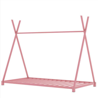 Metal Twin Size House Platform Bed With Triangle Structure - - bed frame