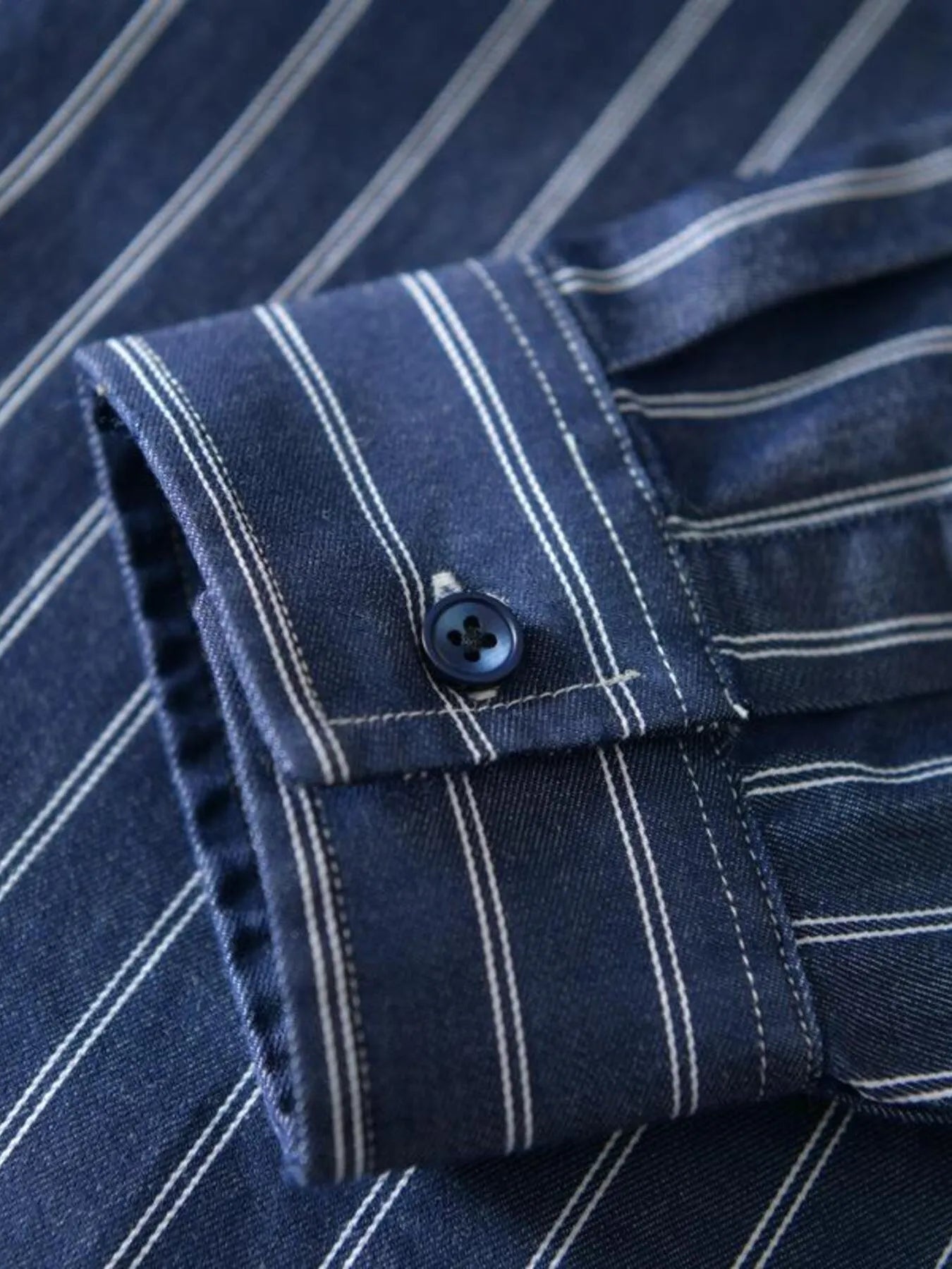 Men's Plus Size Striped Button Up Long Sleeve Shirt - -