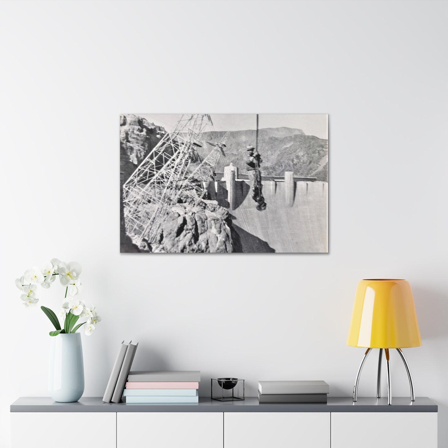 Suspended Boulder Dam Worker Canvas Gallery Wraps