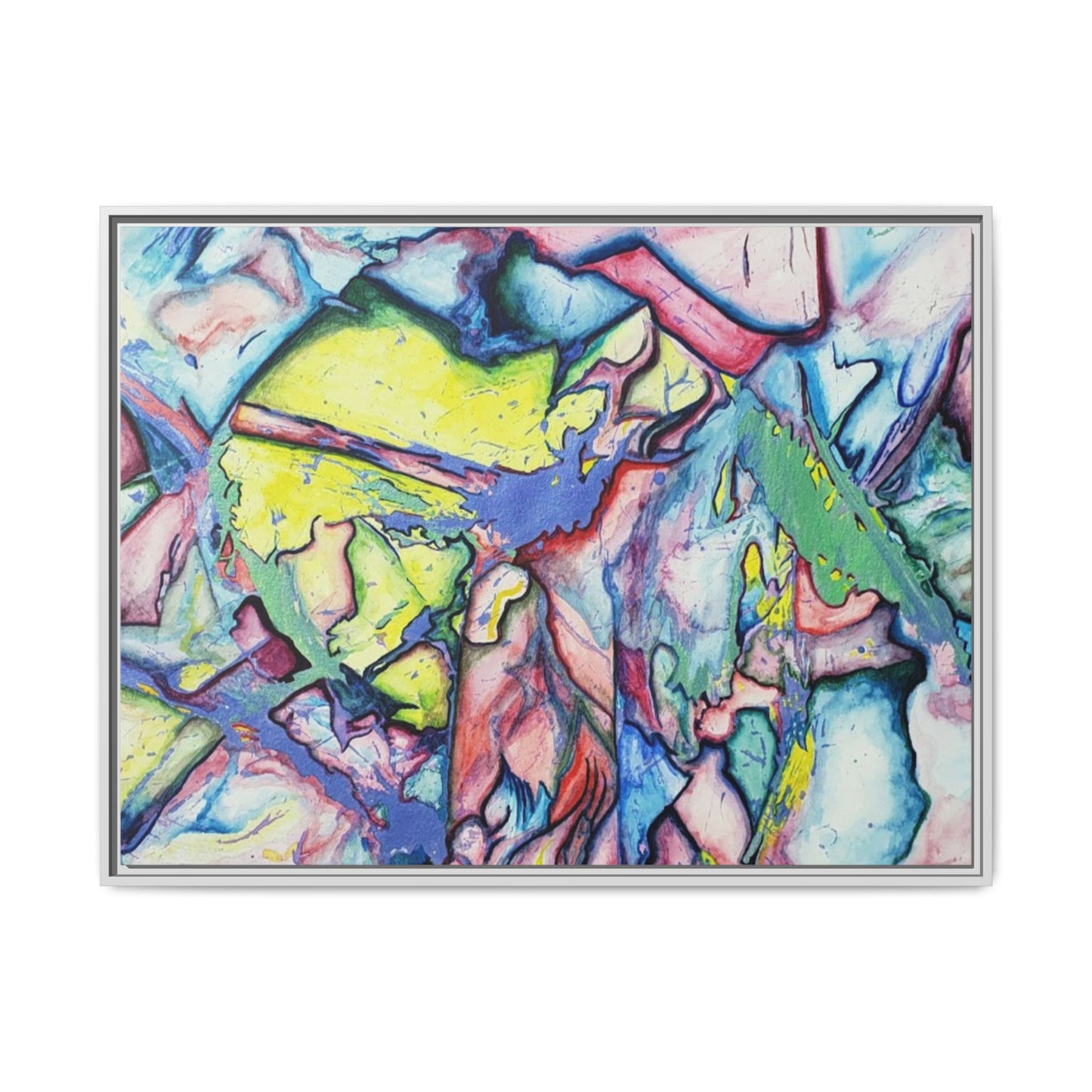 Alien Abstract Colorful Framed Canvas Art - Kia Day Design