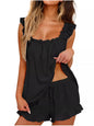 Ruffle Trim Sleeveless Top and Shorts Set- Shopimist- {{Product type}}