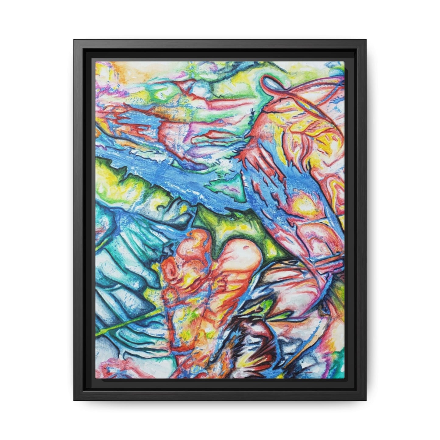 Multi-Color Abstract Framed Canvas Art Print - Kia Day Design