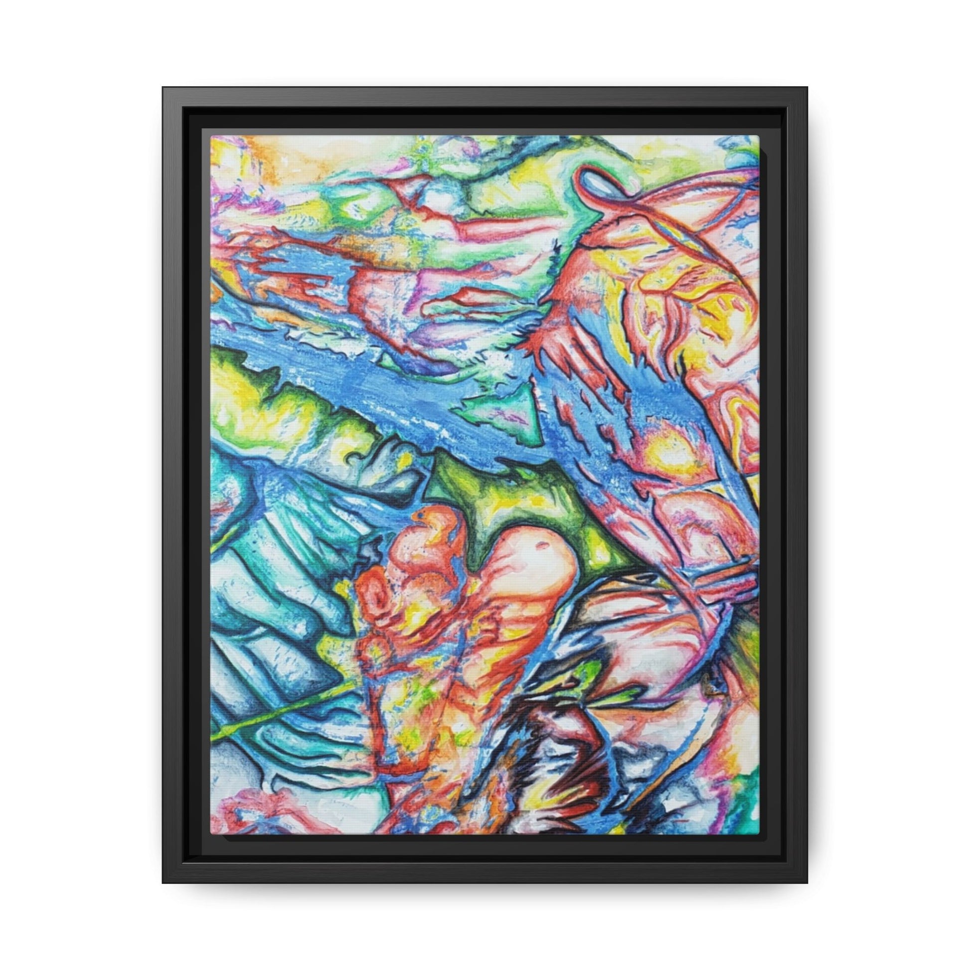 Multi-Color Abstract Framed Canvas Art Print - Kia Day Design
