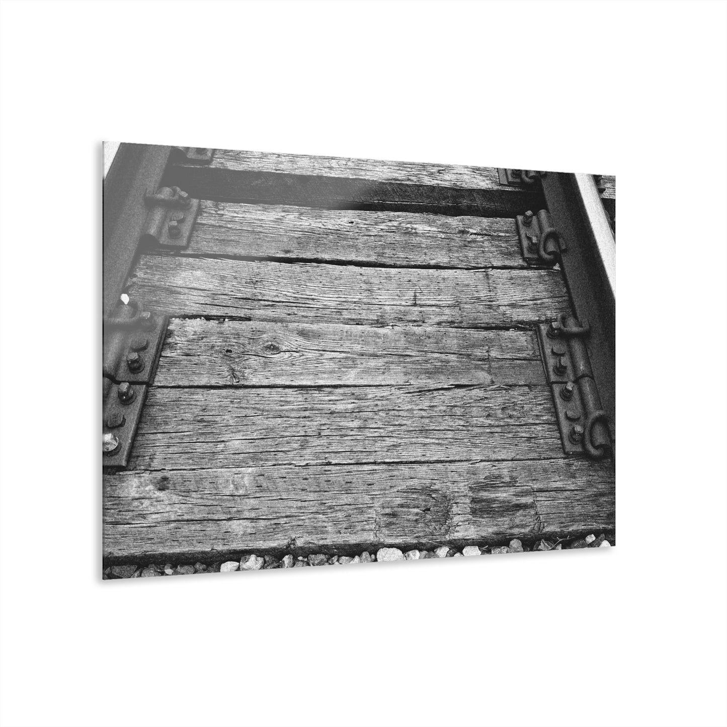 Railroad Track Black & White Acrylic Print — Vintage Track Photography Wall Art French Cleat Hanging - - Home Decor