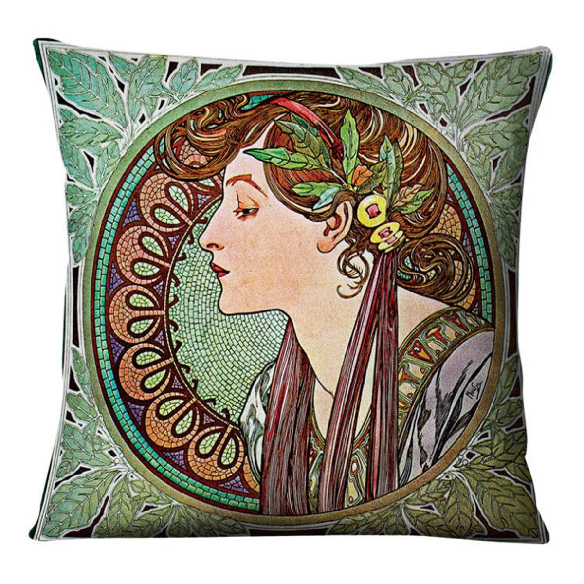 Vintage Art Nouveau Cushion Cover Linen Throw Cushion Pillow