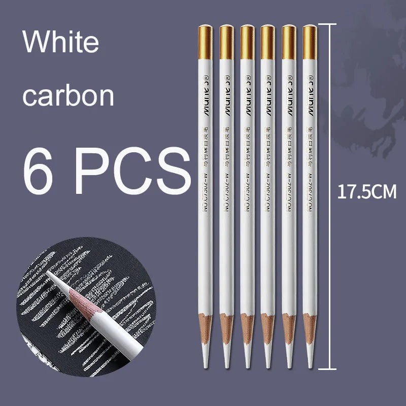 1/3/6 Pcs White Charcoal Pencil Soft Medium Hard Charcoal Art Supplies