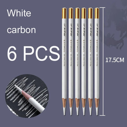 1/3/6 Pcs White Charcoal Pencil Soft Medium Hard Charcoal Art Supplies