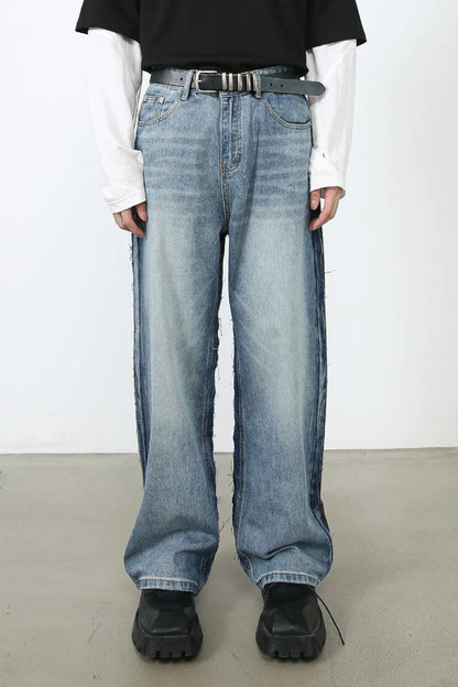 Men's Contrast Loose Fit Jeans - -