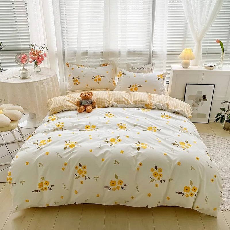 100%Cotton Duvet Cover Flat Sheet Bedding Sets