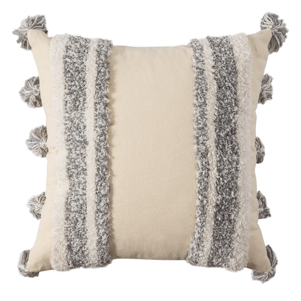 Cotton Macrame Pillow Case Woven Tufted Throw Pillow Cover With Tassel