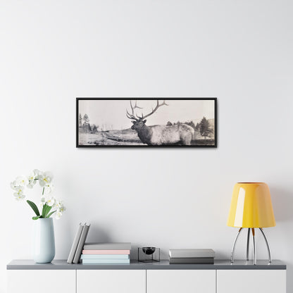 Yellowstone Bull Elk Gallery Canvas Wraps Horizontal Frame 36″ x 12″ Black Premium Gallery Wraps (1.25″)