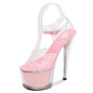 Elegant Crystal Stiletto Platform Heels - Pink 38 - heels
