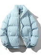 Men's Full Size Padded Zip Up Puffer Jacket Plus Size - Light Blue -