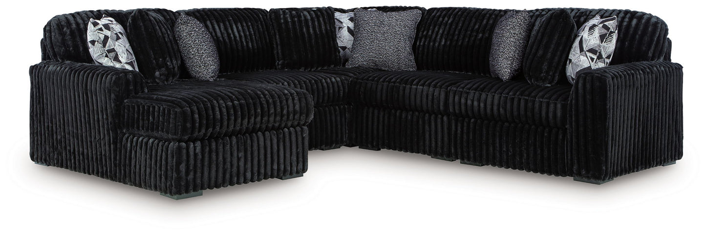 Midnight-Madness - Sectional - Black 6 Pc. Left Arm Facing Corner Chaise Sectional - Stationary Sectionals