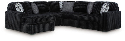 Midnight-Madness - Sectional - Black 6 Pc. Left Arm Facing Corner Chaise Sectional - Stationary Sectionals
