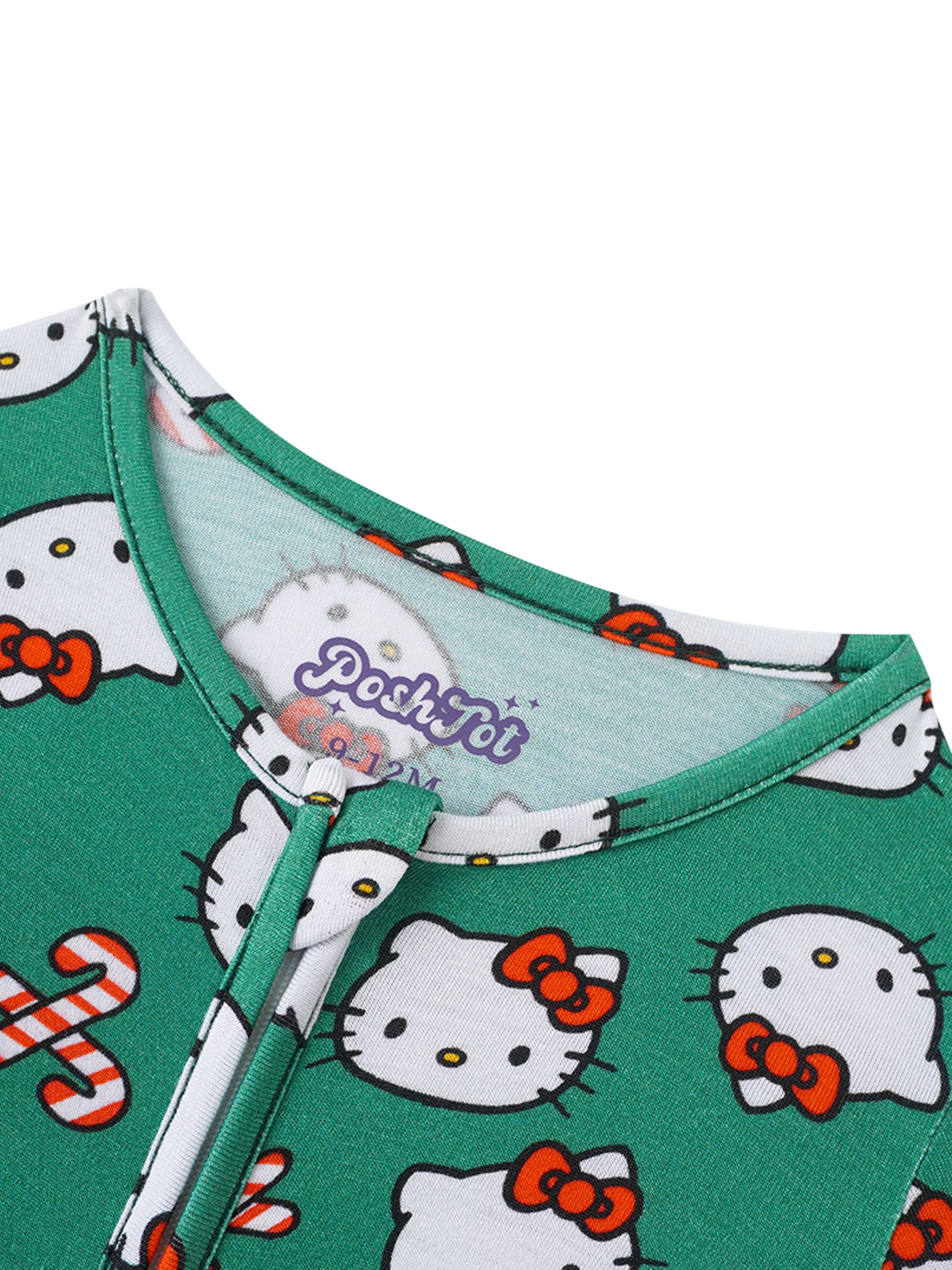 PoshTOT Sanrio Hello Kitty Green Bamboo Baby Convertible Zippy Romper - - Zippy Romper
