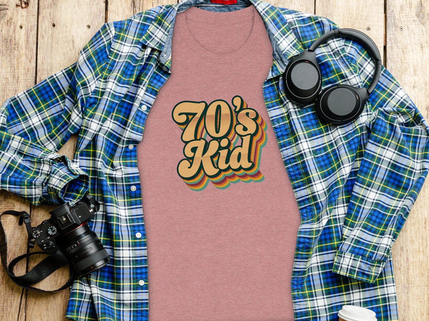 Retro Style 70s Kid With Colorful Layers T-Shirt- Cloud 16 Clothing Co.- {{Product type}}