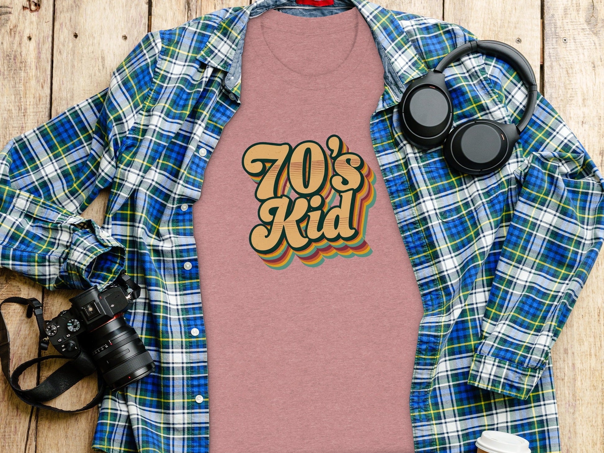 Retro Style 70s Kid With Colorful Layers T-Shirt- Cloud 16 Clothing Co.- {{Product type}}