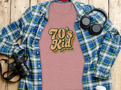 Retro Style 70s Kid With Colorful Layers T-Shirt- Cloud 16 Clothing Co.- {{Product type}}