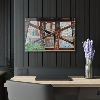 Urban Rusted Bridge Graffiti Acrylic Print French Cleat Hanging - 30″ x 20″ (Horizontal) 0.25'' - Home Decor