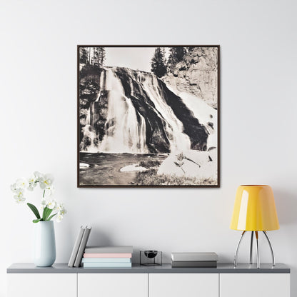 Gibbon Falls Yellowstone Gallery Canvas Wraps Square Frame 36″ x 36″ Premium Gallery Wraps (1.25″) Walnut