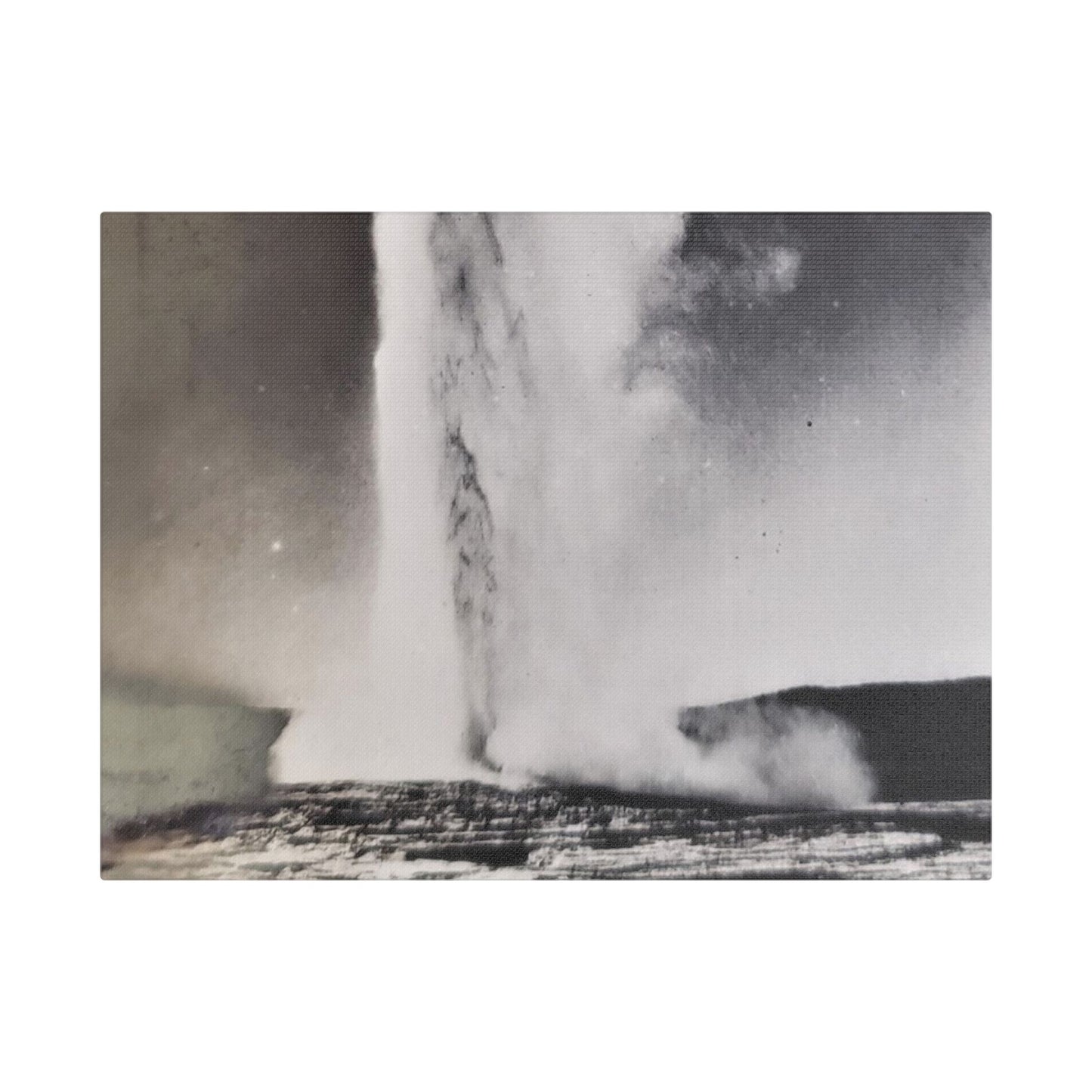 Old Faithful Geyser Yellowstone Satin Canvas, Stretched