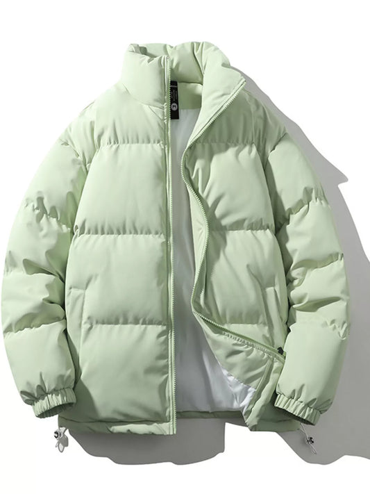 Men's Full Size Padded Zip Up Puffer Jacket Plus Size - Light Green -