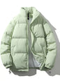 Men's Full Size Padded Zip Up Puffer Jacket Plus Size - Light Green -
