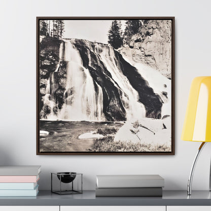 Gibbon Falls Yellowstone Gallery Canvas Wraps Square Frame 30″ x 30″ Premium Gallery Wraps (1.25″) Walnut
