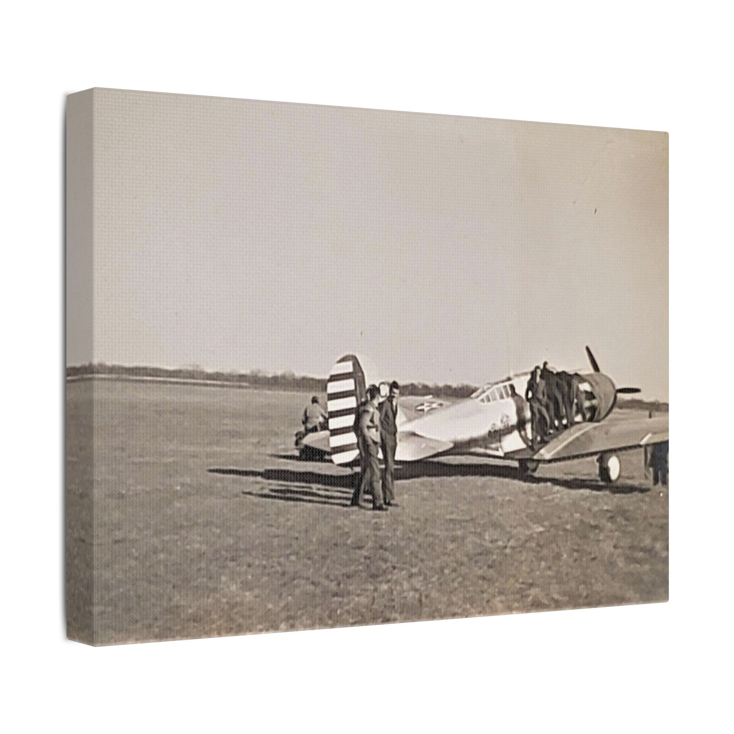 Army Pursuit Plane Ames Airport 1939 Satin Canvas, Stretched