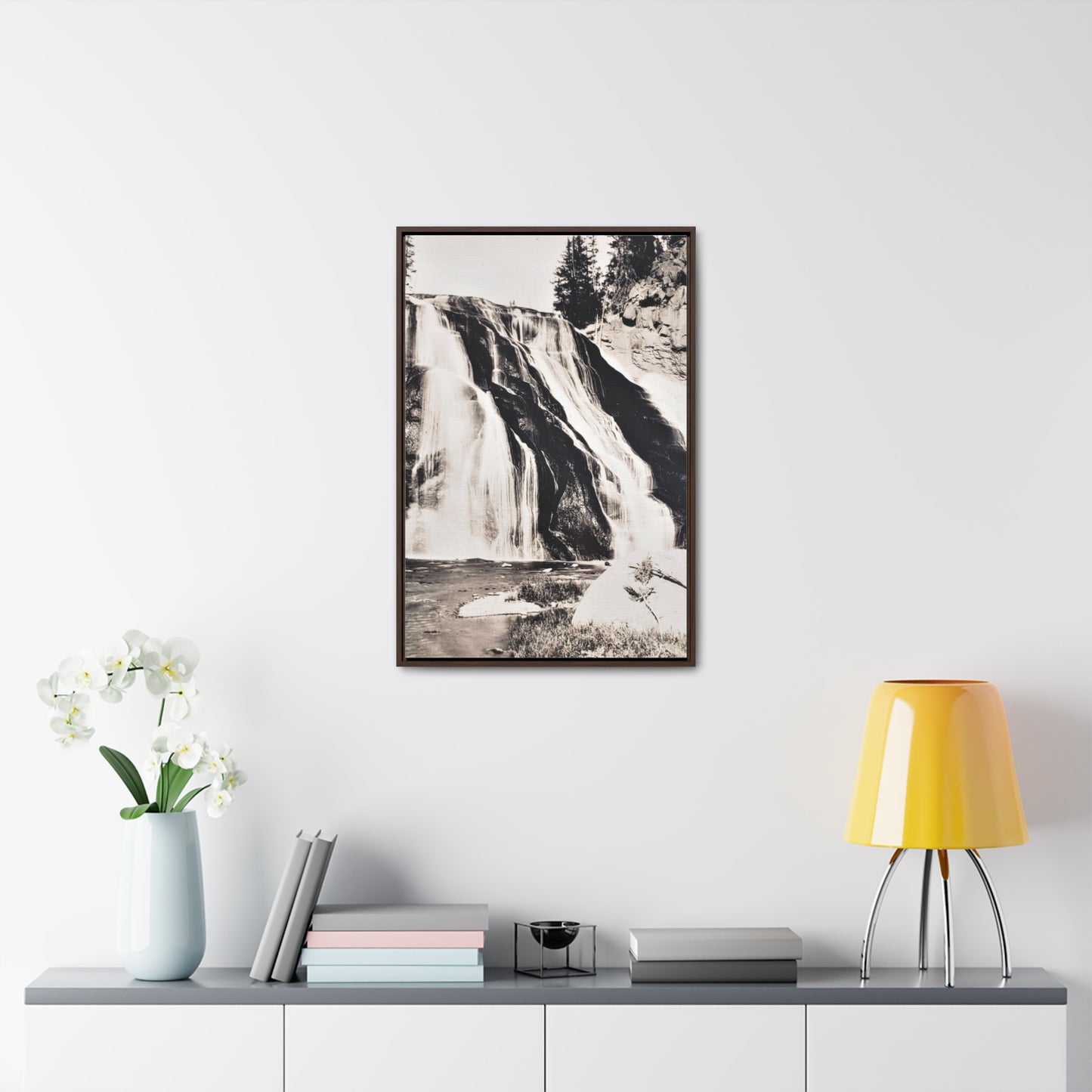 Gibbon Falls Yellowstone Gallery Canvas Wraps, Vertical Frame