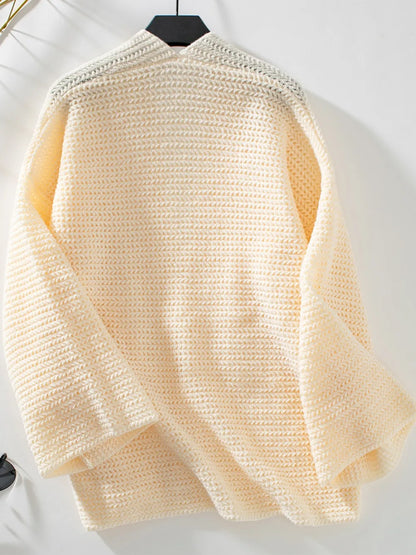 Open Front Long Sleeve Cardigan - -