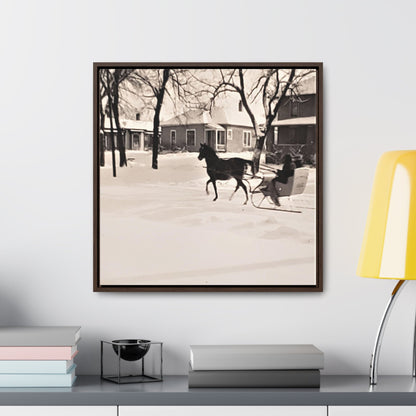 Carriage Ride Gallery Canvas Wraps Square Frame 20″ x 20″ Premium Gallery Wraps (1.25″) Walnut