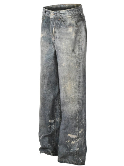 Men's Vintage Wide Leg Denim Jeans - -