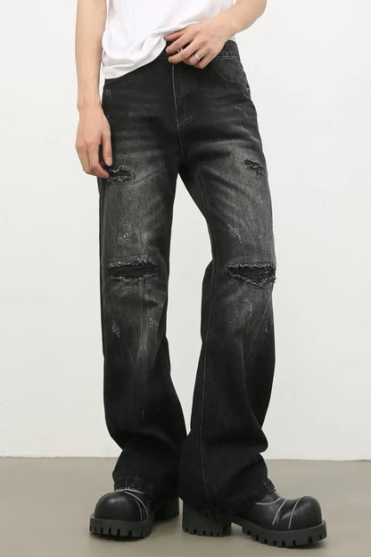 Men's Distressed Jeans with Pockets - -