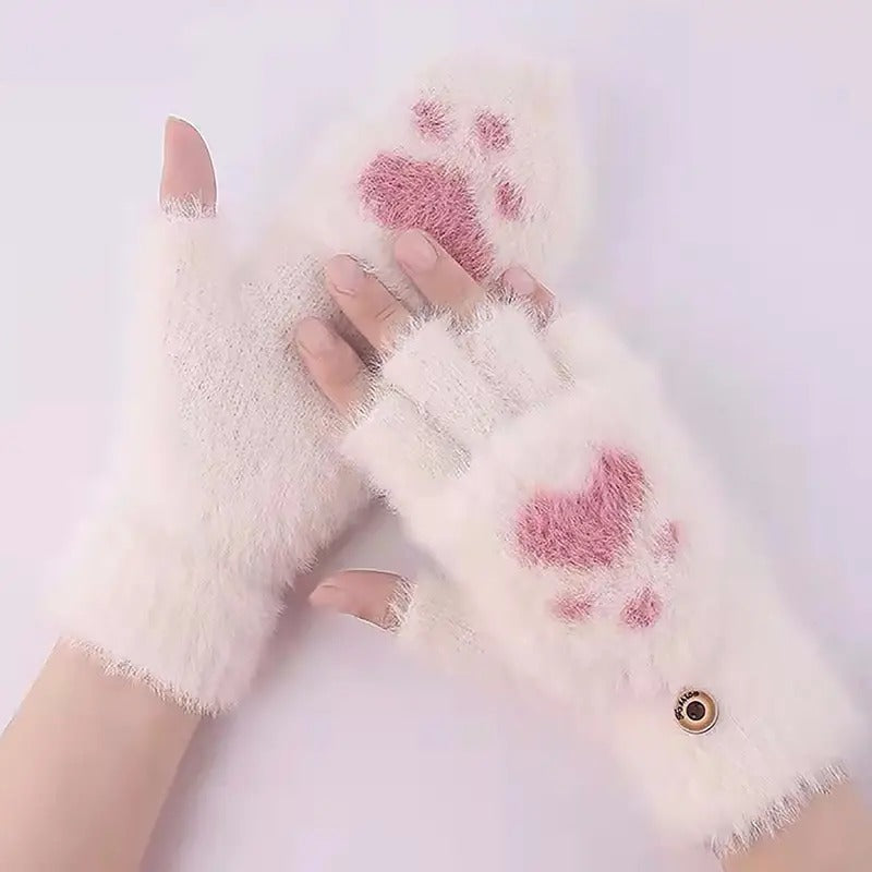 Winter Cat Claw Knit Gloves - - gloves
