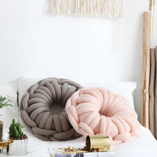 Round Solid Chunky Throw Pillow Knot Cushion Decorative Pillow