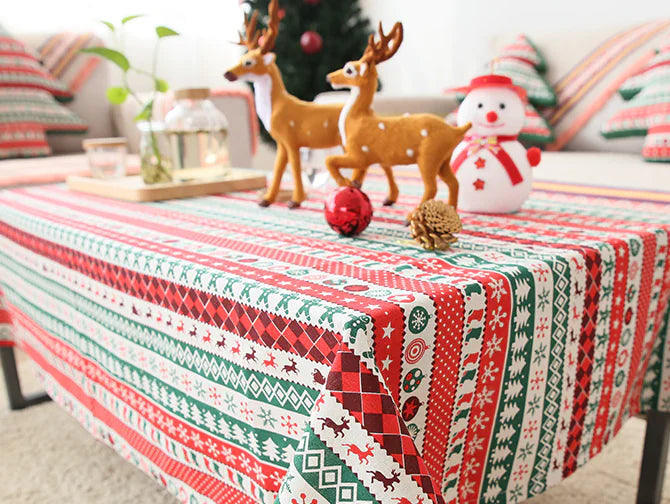 Christmas Theme Rectangular Cotton Linen Tablecloth - Kia Day Design