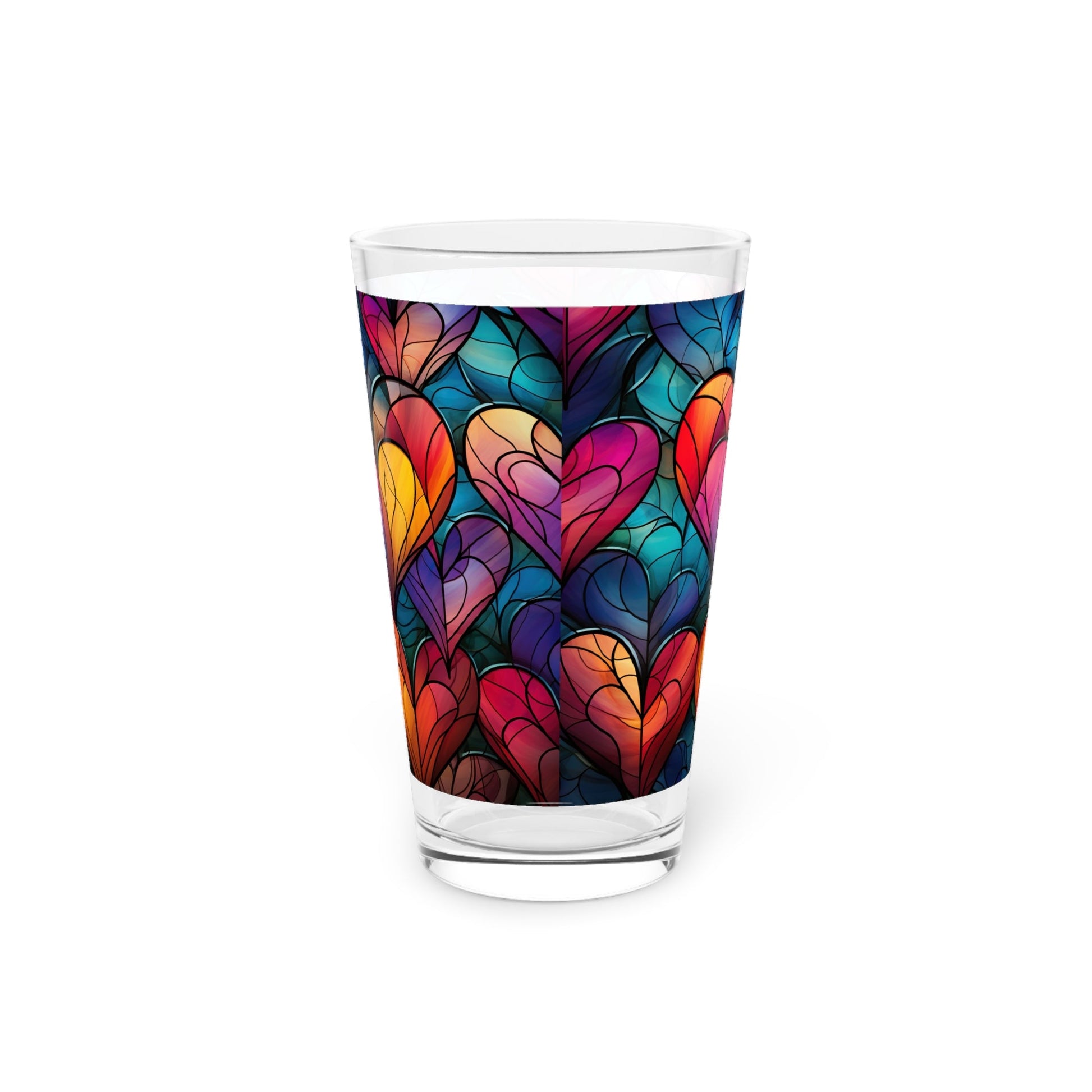 Love in Full Spectrum: A Vibrant Rainbow Heart Stained Glass artwork on a 16oz Pint Glass Gift idea gifts for home decor housewarming gift - - Mug