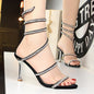 Women's Stiletto Heels with Snake-shaped Rhinestones - Black 38 -