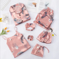7pc Long Sleeve Pajama Sleepwear Sets peach grey