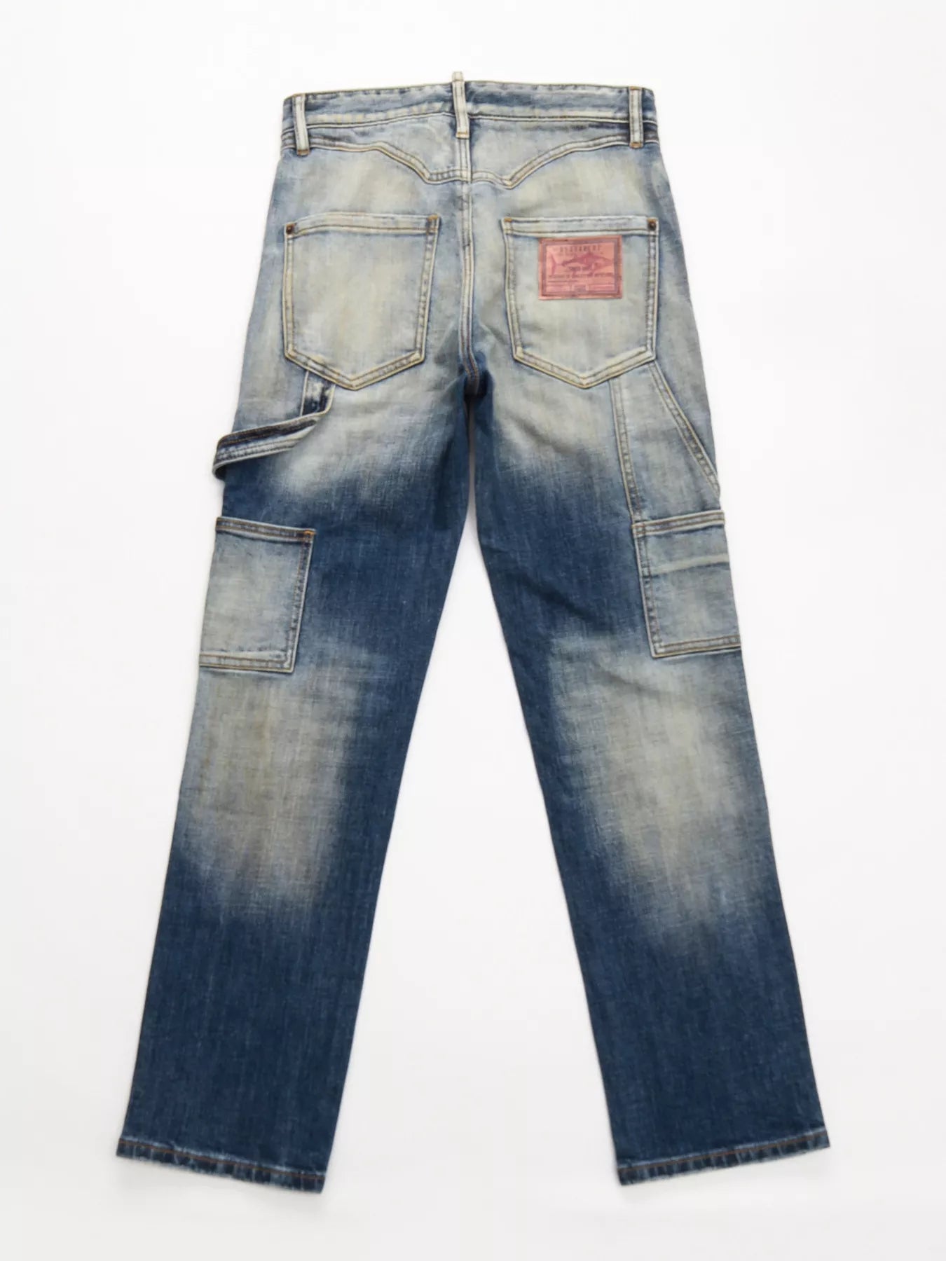 Men's Distressed Wash Jeans - -