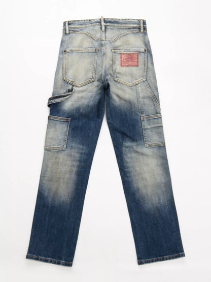 Men's Distressed Wash Jeans - -