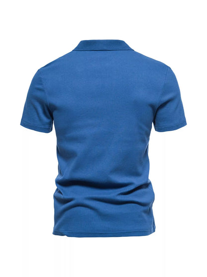 Men's Plus Size Casual Notched Short Sleeve Polo - -