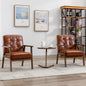 Okeysen Retro Leather Accent Chair Duo - Brown Chairs Set of 2 - chair