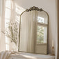 Arched Vintage Carved Bronze Antique Metal Frame Wall Mirror - Retro Style Bronze 22" x 30" - Mirror
