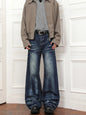Men's Full Size Wash Loose Fit Jeans Plus Size - Dark -