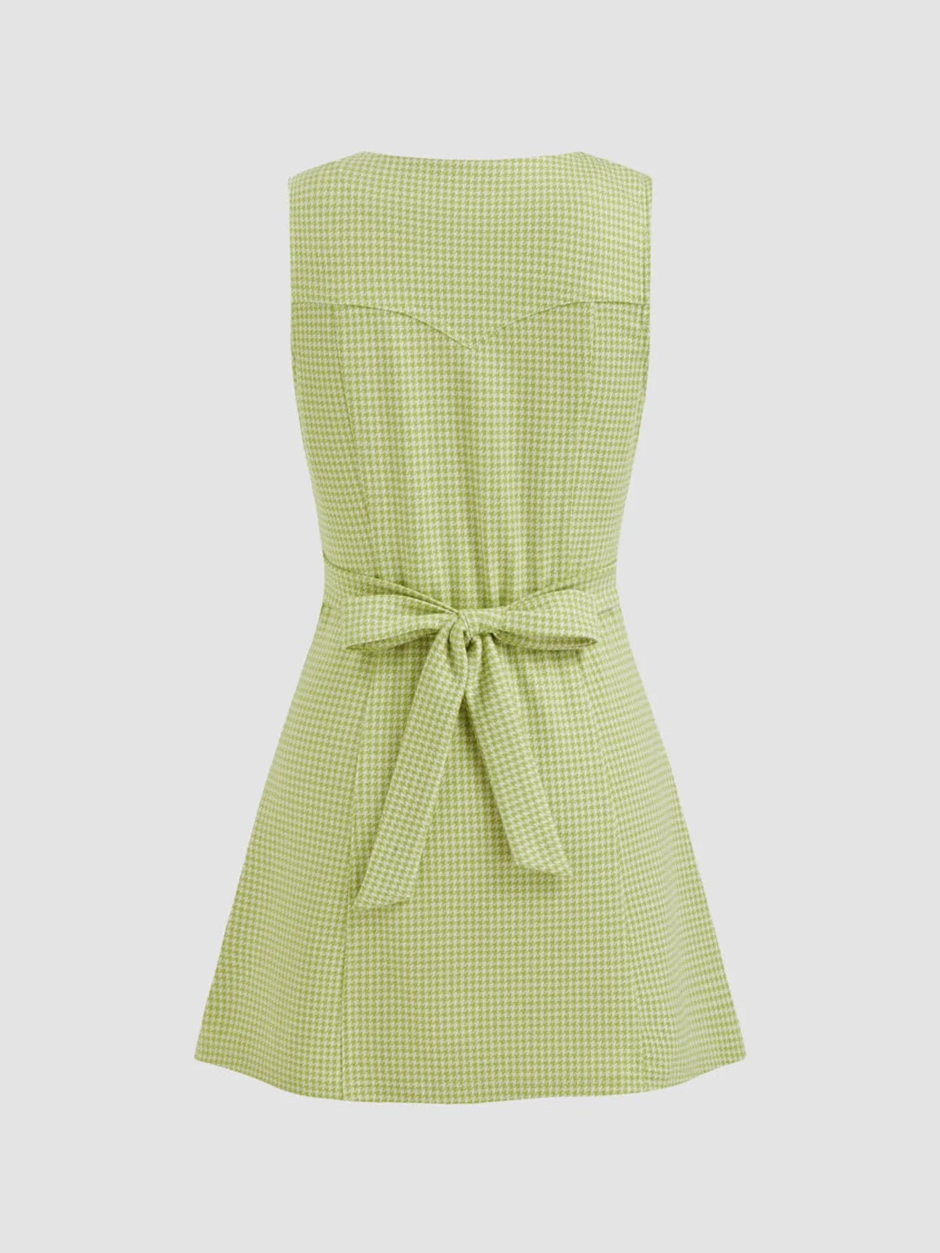 Gingham Button-Front A-Line Mini Dress - -