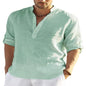 Men's Casual Blouse Shirt Loose Tops Long Sleeve Slim Fit Linen Shirts